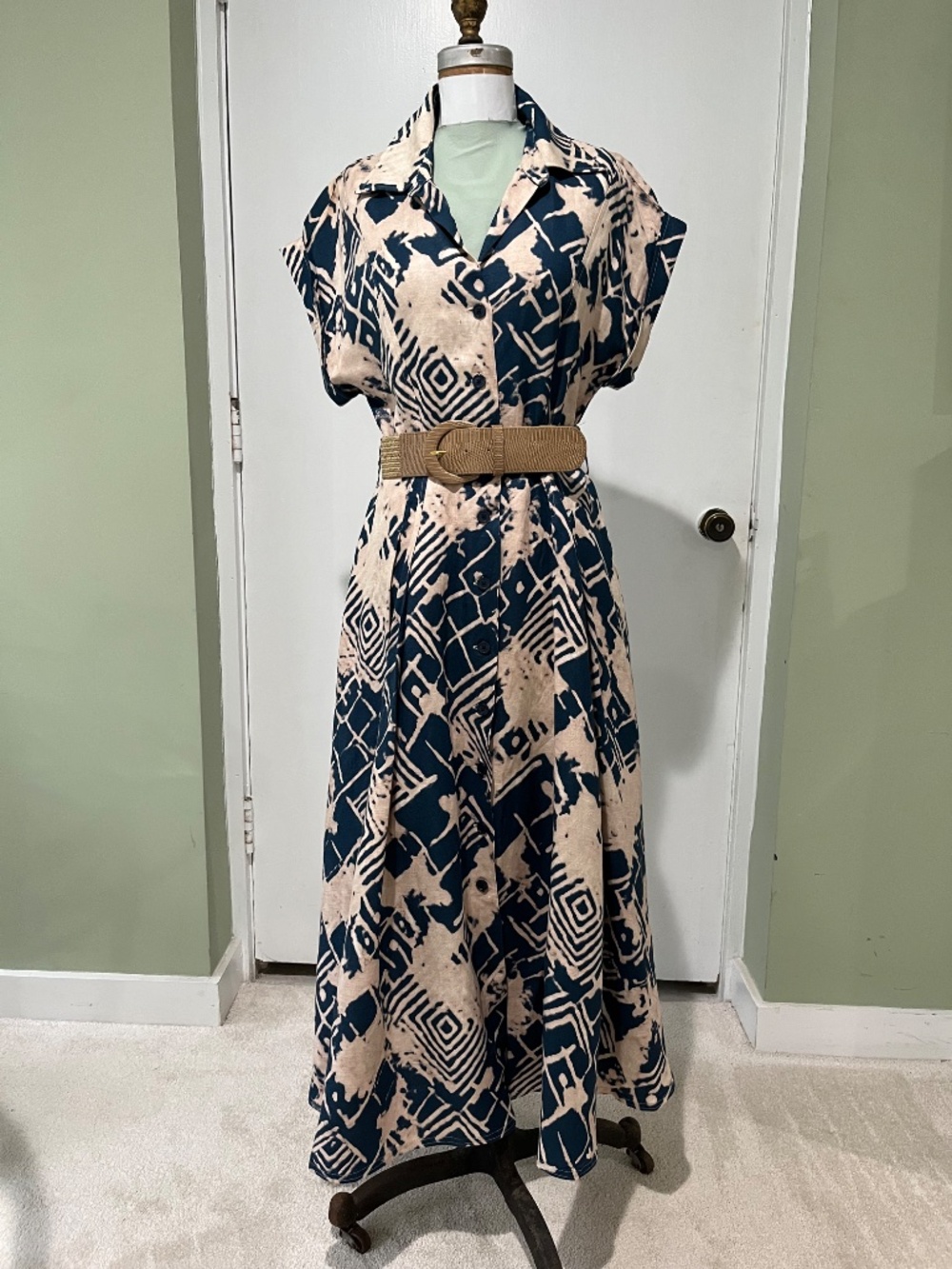 Donna Karan Midi Dress with Belt - Picture 2 of 6